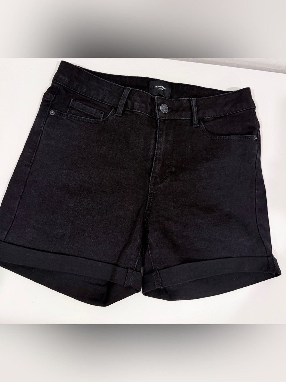 Vero Moda Black Cuffed Denim Shorts